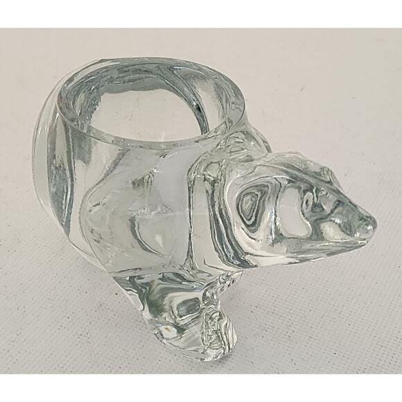 Candle Holder-Votive-Desk Accessory-Clear Glass-Polar Bear-5" Long-Reflective - Picture 6 of 8